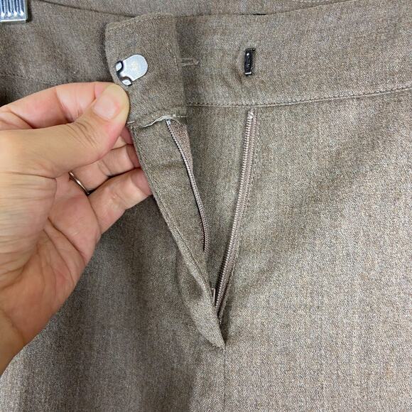 Max Mara Weekend Pleated Pants Sz L 46 Light Brown Stretch Wool Tapered Trousers - Picture 5 of 12